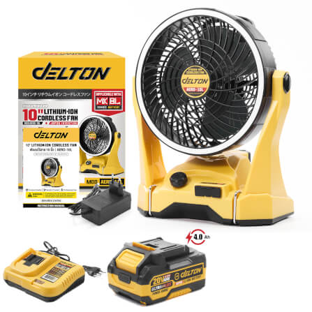 พัดลมไร้สาย 10 นิ้ว (พร้อมแบตเตอรี่) DELTON รุ่น AERO-10L ULTRAFLEX 20V 4AH_1